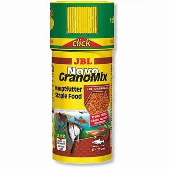Корм JBL NovoGranMix Click в виде гранул для всех видов аквариумных рыб, с дозатором, 250 мл