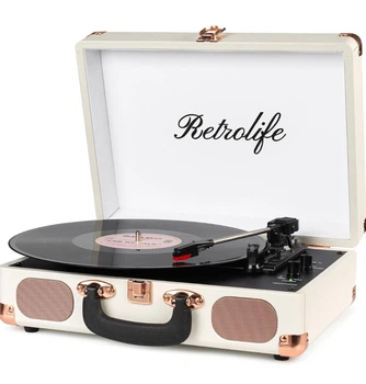 Вініловий програвач Retrolife R610 Bluetooth | 3 швидкості | Ретро валіза | Вбудовані колонки