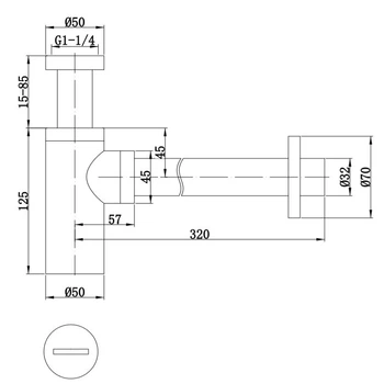 Сифон для умывальника KOER BT-01-01 1 1/4'' (Цвет хром) (KR3407)