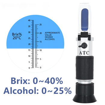 Рефрактометр ATC рівня цукру оптичний 0-40% Brix/Брікса та орієнтовного рівня алкоголя/спирту на виході 0-25% vol