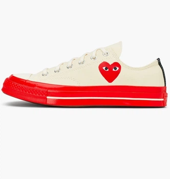 Кеды Comme des Garcons Play X Chuck 70 Low Shoes Egret/Red Beige A01796C 42.5