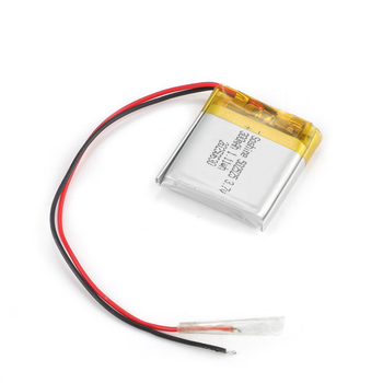 Акумулятор LiPo захищений 502525-3.7-300, 25x25x5mm, 3.7V, 300mAh/1.1Wh, 26AWG 10см дроти (без роз'єму)