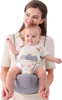 Дитячий стілець-переноска Baby Friend, сидіння для немовлят, дитячий переноска для використання спереду та ззаду, багатофункціональний допоміжний засіб для перенесення дитини на прогулянки, дихаючий сірий колір
