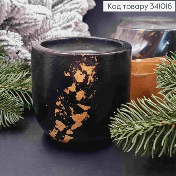 Cвічка стакан (гіпс), Чорного кольору з Золотом, 90*90*100мм, 24год/горіння, JUNIOR CANDALE