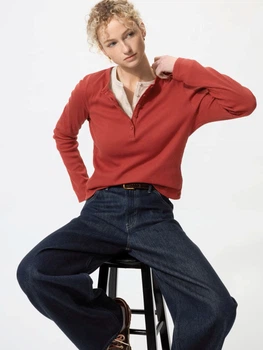 Лонгслив длинный женский Uniqlo 987324447 M Красный (1160736417)