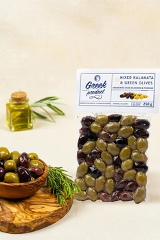 Оливки асорті Каламата та зелені з кісточкою Greek Product 250г