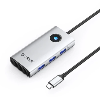 Док-станция USB-C Orico PW11 6-в-1 3×USB-A USB-C PD 100 Вт HDMI 4K RJ45 2.5G Silver (6941788814776)