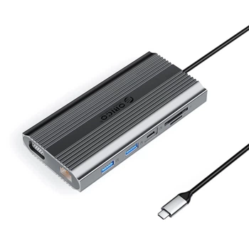 Док-станция USB-C Orico XDR 12-в-1 HDMI 4K VGA RJ45 PD 100 Вт Grey (6941788804012)