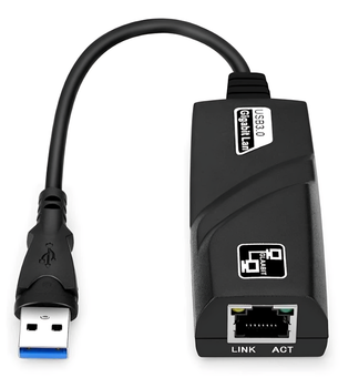 Карта адаптер сетевая с подключением по USB 3.0 к сети Ethernet чипсетом RTL8153 световыми индикаторами работы (484116-Prob) Черная
