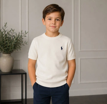 Поло для хлопчика 2 роки, зріст 92 Polo Ralph Lauren молочне трикотажне з коротким рукавом