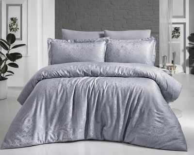Комплект постельного белья First Choice Jacquard Satin Lamone Gri, Евро 50x70 см + 70x70 см, Серый
