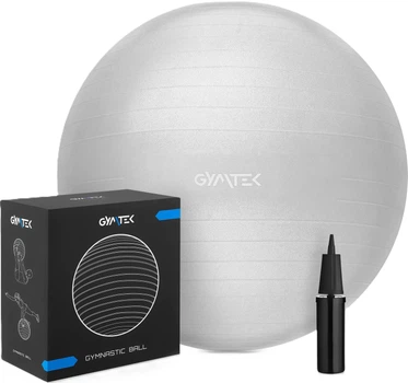 М’яч для фітнесу Gymtek 65 см + насос Сірий (5907766667544)