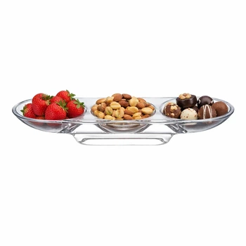 Хрустальное блюдо с тремя секциями Silhouette Curved Nude Glass (1107390)