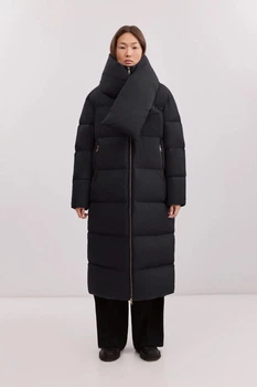 Довге зимове пальто з шарфом Finn Flare 225513-BL чорне XL