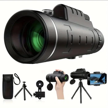 Монокуляр 10x50 чорний HD 50 мм