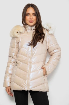 Куртка жіноча зимова коротка, колір бежевий, XXL 244R23-611