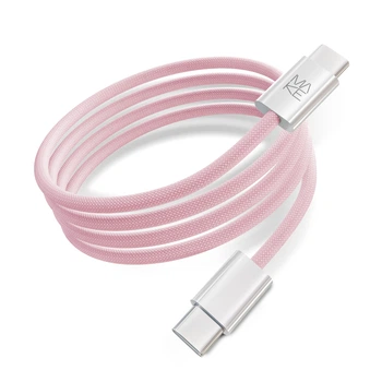 Кабель MAKE Type-C to Type-C PD 65W 1м Nylon Pink