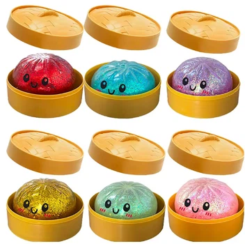 Игрушка Dumpling Глиттер (6см) сквиш пельмень антистресс с блестяшками игрушка сюрприз, 1 шт для детей (арт 16212)