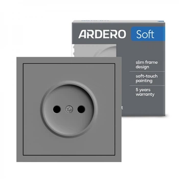 Розетка Ardero ER111-G Soft 16А без заземления серая