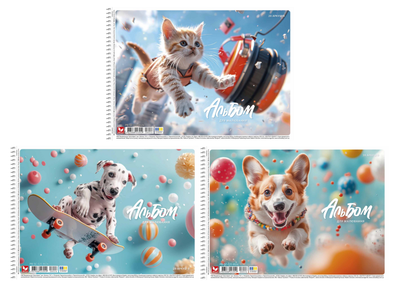 Альбом для малювання А4, 20 аркушів, 120 г/м2 Pets PB-SC-020-8026 Школярик