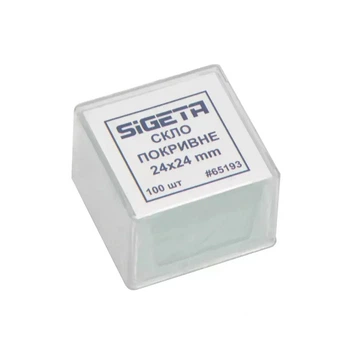 Аксессуар для микроскопов Sigeta Покривне скло 24x24 мм (100 шт) (65193) (352066)
