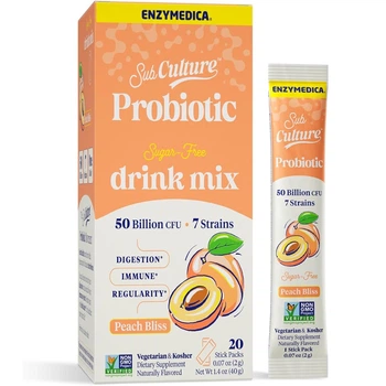 Пробиотики Enzymedica Пробиотический напиток 50 млрд КОЕ вкус персика Probiotic Drink Mix 20 стиков по 2 гр