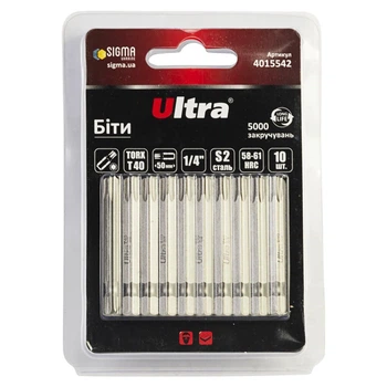 Биты TORX 40х50 мм S2 ¼" 10 шт ULTRA