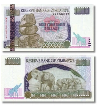 Банкнота 1000 доларів Зімбабве 2003 рік UNC