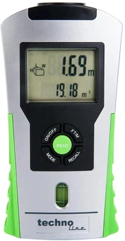 Дальномер Technoline WZ1100 Silver Green ультразвуковой до 16 м для площадей и объемов, с лазером и термометром