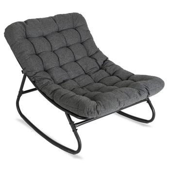 Мягкое кресло-качалка MEBEL ELITE AURORA ME.AURORA/P/T/FW серого цвета с подушкой тканевое для дома и гостиной