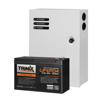 Комплект резервного живлення Trinix: джерело безперебійного живлення PSU-1203LED(M) LiFePO4 і акумуляторна батарея LFP 12V6Ah LiFePO4 (41-00057-44-00006)