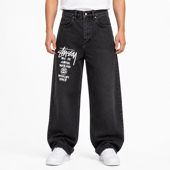 Чоловічі джинси Stussy темно-сірі, вільний крій, оверсайз, Y2K стиль, преміальна якість 34 (1027-803)