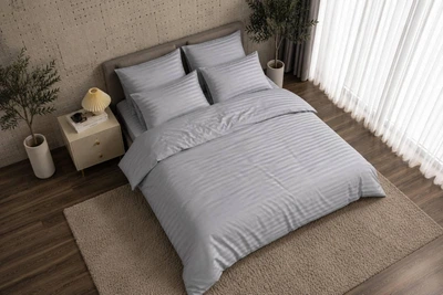 Комплект постельного белья "Stripes Gray" двуспальный 180х220 см полисатин
