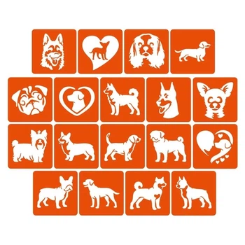 Набор трафаретов для био-тату "Собаки" Fresh Tattoo dogs-5x5-18