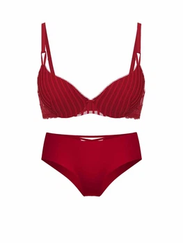 Комплект белья Victoria's Secret бюст Push-Up и трусики чики 1160928395 (Бордовый 38B/L)