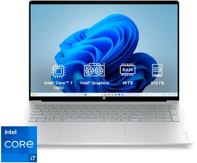 Ноутбук HP OmniBook 5 Laptop 16-bn0004ua (DM8G3EA) Glacier Silver / 16" OLED WUXGA / Intel Core 7 150U / RAM 16 ГБ / SSD 512 ГБ / Подсветка клавиатуры / Зарядка по USB