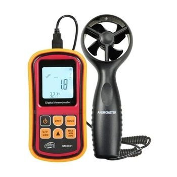 Анемометр BENETECH GM8901 жовтий 0.3-45 м/с крильчастий цифровий з виносним датчиком та термометром 145x72x35 мм (112-163-GM8901)