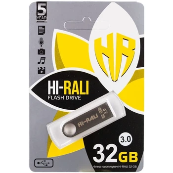 Флеш-накопитель USB 3.0 Hi-Rali Shuttle 32GB металлический серебристый