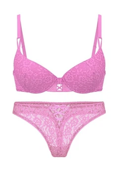 Комплект белья: бюстгальтер с мягкой чашкой и трусики стринг Victoria's Secret 85C/XL Розовый (146726)