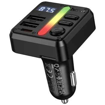 АЗУ FM модулятор Hoco E89 Libre 45W 2xUSB 2xType-C пластик черный 72x44x47 мм