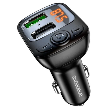 FM модулятор Borofone BC41 QC3.0 2USB-A ABS-пластик черный