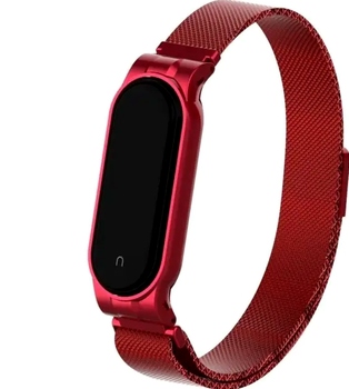 Ремінець Міланська петля для Mi Band 7 червоний із неіржавкої сталі для стильного носіння та захисту пристрою