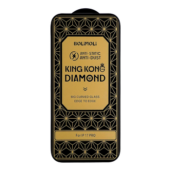 Защитное стекло KingKong Diamond Glass для Apple iPhone 17 Pro черное с защитой Super G против царапин и ударов