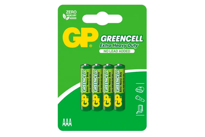 Батарейки GP GREENCELL 1.5V солевые AAA для пультов игрушек и бытовых приборов упаковка 4 шт