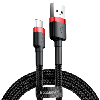 Кабель Baseus USB Type-C для заряджання та передавання даних 3 A 1 м чорний і червоний