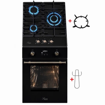 Духовий шкаф електричний Luxor HB 455 BK KUP Газова поверхня Luxor RG 455 BK Kup + підставка Wok у подарунок (комплект)