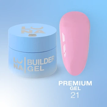 Гель LUNAMoon Premium Gel №21 (Нюдовый розовый) на 50 мл для укрепления, выравнивания и наращивания ногтей