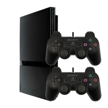 Набор Консоль Sony PlayStation 2 Slim SCPH-7xxx Chip Black Б/У + Геймпад Проводной DualShock 2 2шт