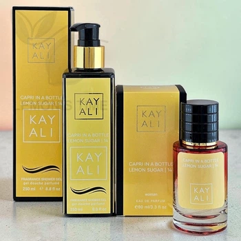 Парфюмированный набор No Brand версия Kayali Capri in a Bottle Lemon Sugar | 14 ПАРФЮМ + ГЕЛЬ ver.02