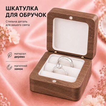 Коробочка для кілець дерев'яна, найкращий футляр обручальних кілець для весілля або пропонування руки та серця RB510-C5-white
